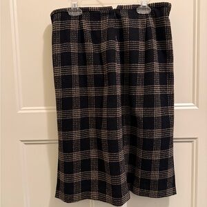 Ann Taylor Black and Brown Plaid Pencil Skirt